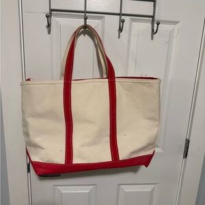 L.L. Bean Red and Cream Boat and Tote